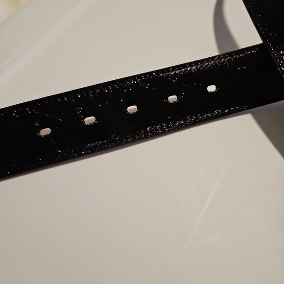 Nine West Black Belt Shiny Patent Finish Waist 31"-35" - Picture 5 of 5